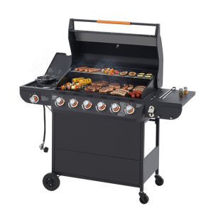 6 Burner BBQ Propane Gas Grill with Side Burner