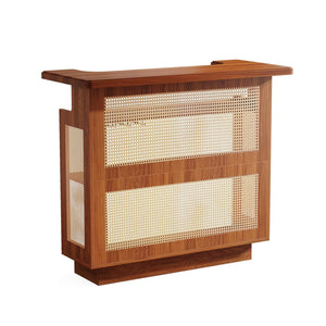 47.24 Inches Farmhouse Rattan Bar Unit
