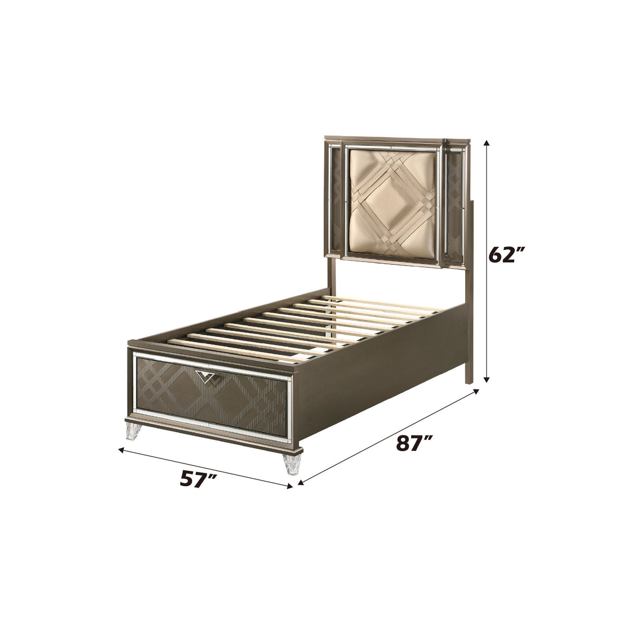 Skylar - Full Bed With LED & Storage - Dark Champagne - Best Buy Furniture
