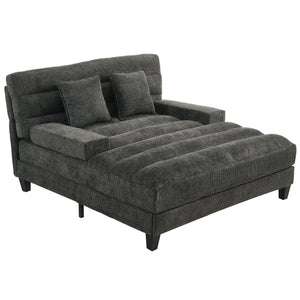 Chaise Bed Lounge Sofa Chair with Adjustable Backrest and LED Light Strip