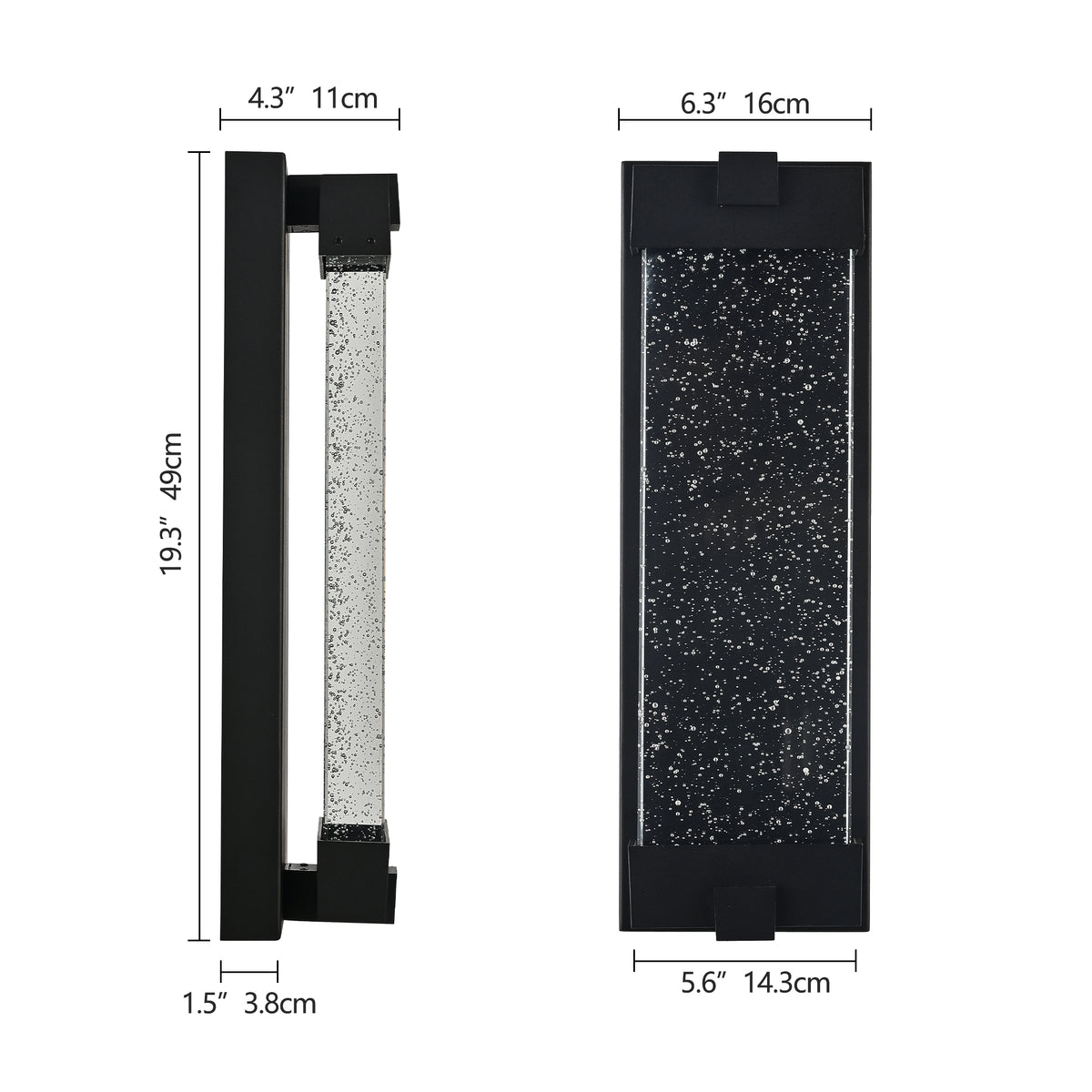 Black Aluminum Outdoor Wall Light with Bubble Crystal