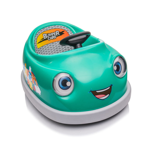 Bumper Car For Kids, 12V Dual Drive 1-6 Years Old Children's Electric Car With Pushrod Dinner Plate USB Bt Music Rocking Horse Mode Anti-Collision Bumper Ride On Car