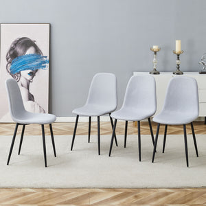 Modern Medieval Style Cushioned Side Chairs Set With Metal Legs For Kitchens