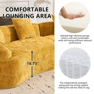 Curved Compressed Sofa, Nordic-Style Design For Living Room