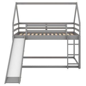 House Shape Bunk Bed With Slide And Ladder