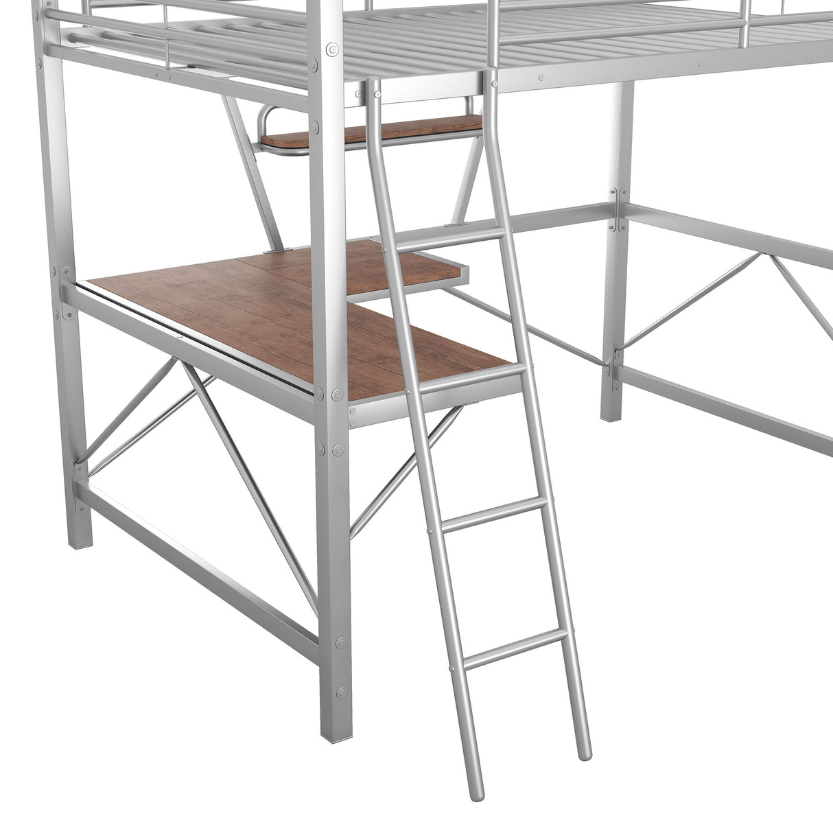 Loft Bed With Desk And Shelf, Modern Design