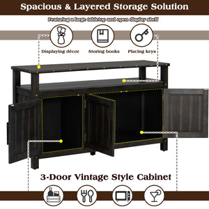 U_Styled 55.1'' Pine Wood Buffet Cabinet with 3-Door Storage