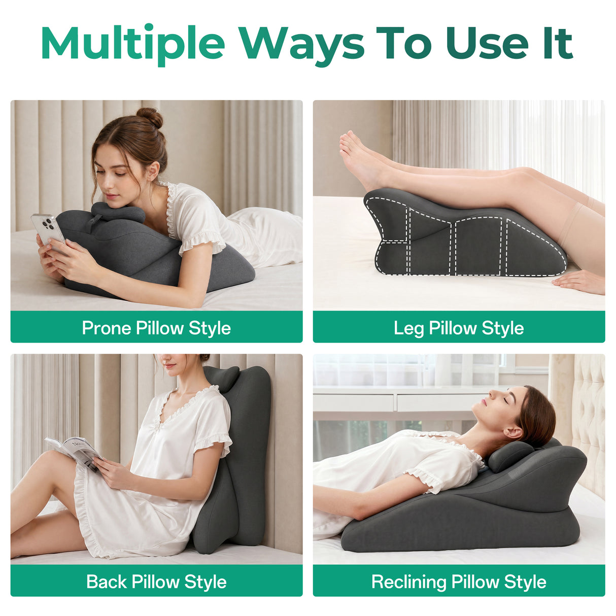 Memory Foam Ergonomic Wedge PillSex Pillow Couples Sex Toys, 27° Ergonomic Memory Foam Support Pillow, Contoured Lounger Cushion for Back & Lumbar Support, Multi-Functional Comfort Pillow(Dark grey)