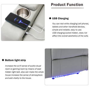 Power Motion Recliner Electric Power Recliner With USB Charging Port, Hidden Arm Storage, Convenient Cup Holder And tooth Speaker
