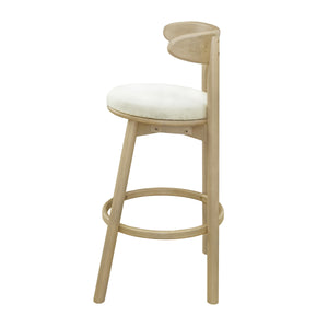 Round Cushion Bar Stools (Natural Ash + Beige)