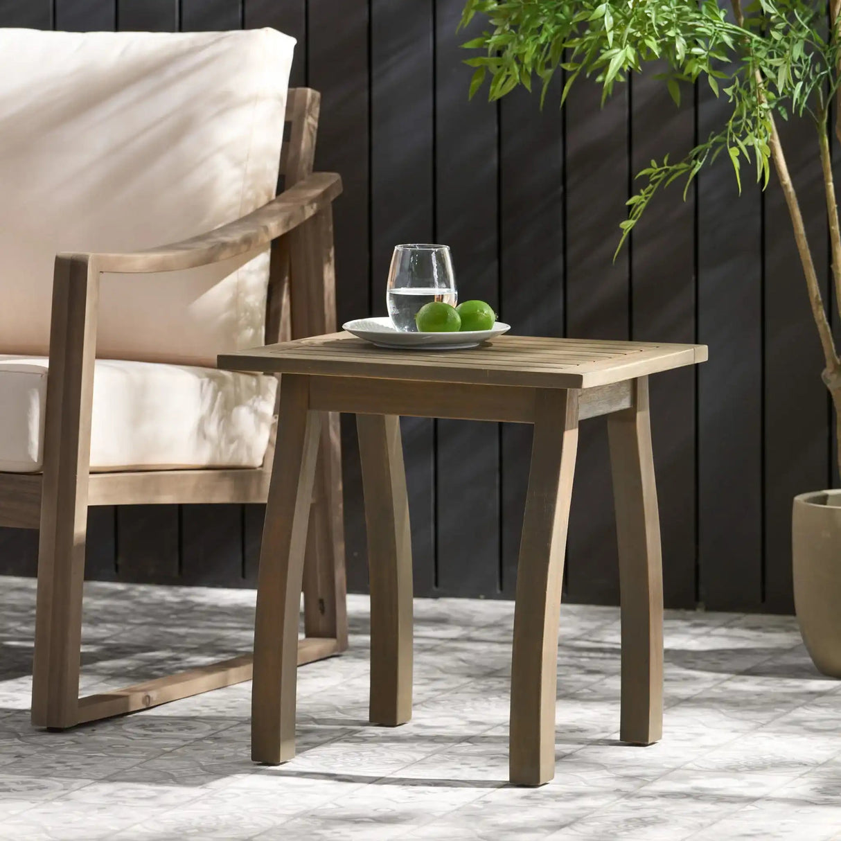 Kinesis - Outdoor Side Table With Slatted Top And Wood Frame - Best Buy Furniture