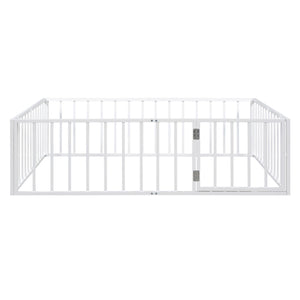 Metal Floor Bed Frame With Fence And Door