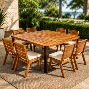 9-Piece Acacia Wood Outdoor Patio Dining Set