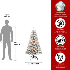 5FT Flocked Christmas Tree with 150 Warm Lights