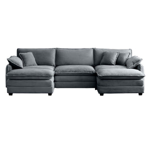 Oversized Modular Cushioned Sofa with Conversible Ottoman