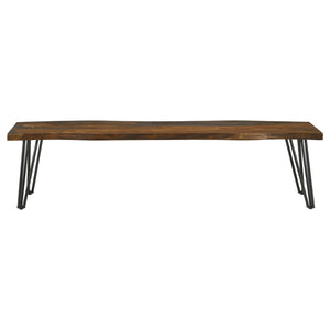 Neve - Sheesham Live Edge Dining Bench With Hairpin Legs - Gray