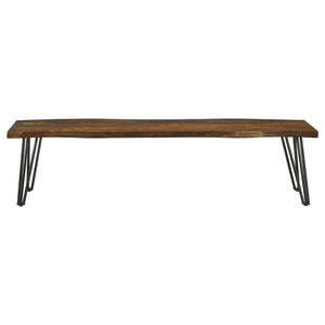 Neve - Sheesham Live Edge Dining Bench With Hairpin Legs - Gray