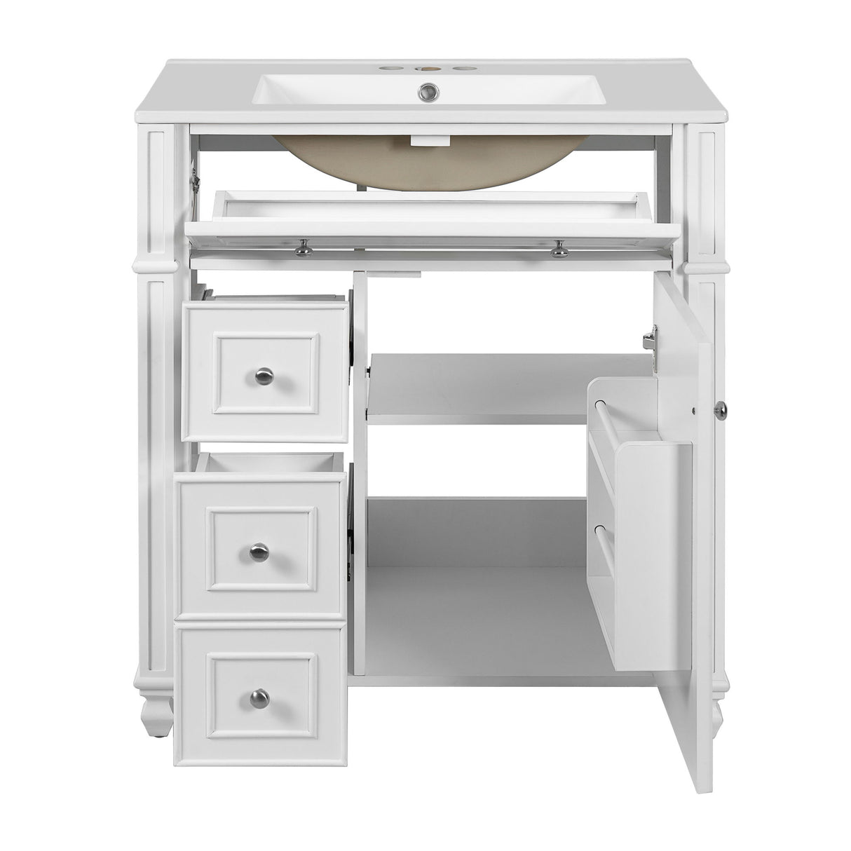 Bathroom Vanity Cabinet With Sink, Soft Close Doors With Door Organizer