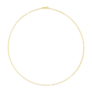 Unisex Solid 14K Yellow Gold 1.5mm Paperclip Chain Necklace - 18 Inches
