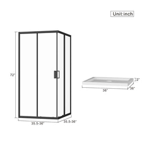 Corner Shower Enclosure With Sliding Door - Matte Black