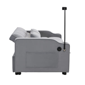 Modern Loveseat With Pullout Bed, Adjustable Reclining Backrest