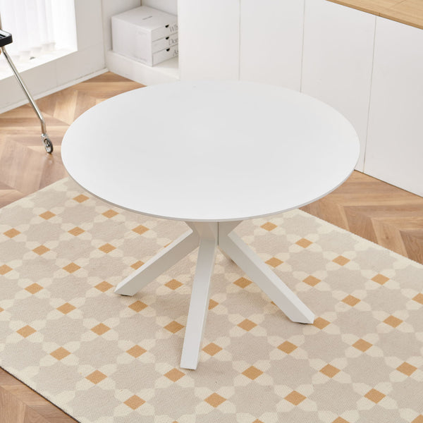 Table Mid-Century Dining Table For 4 - 6 People With Round Table Top, Pedestal Dining Table, End Table Leisure Coffee Table, Cross Leg