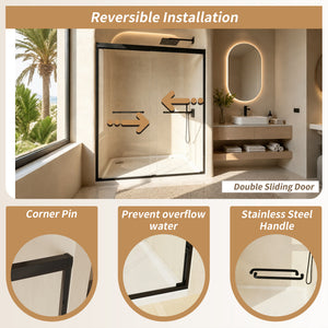 Tempered Glass Aluminum Frame Double Sliding Shower Door