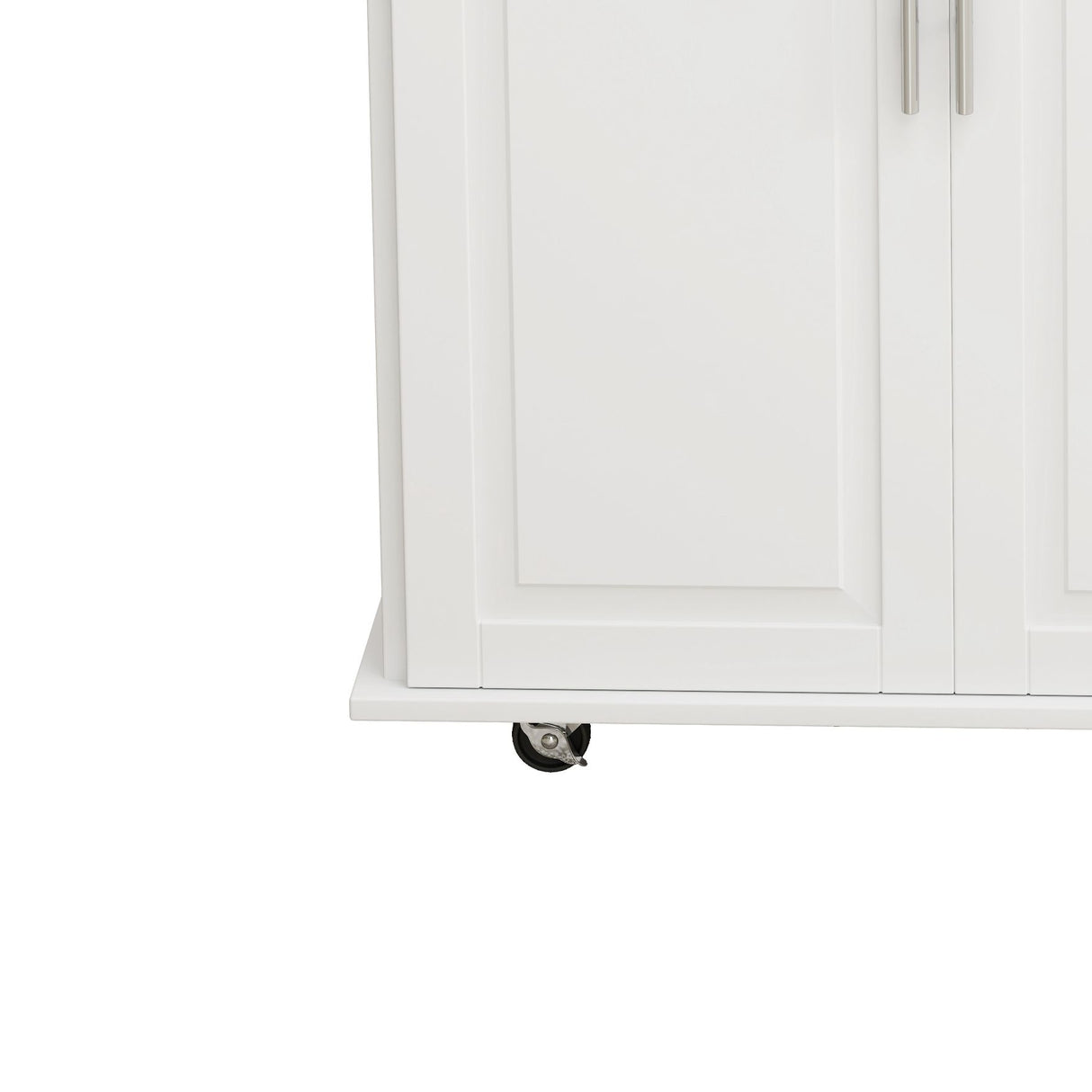 Kitchen Island Cart With 2 Door Cabinet, 3 Drawers, Spice Rack & Towel Rack - White