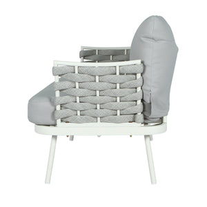Mariano Steel 4-Pieces Conversation Set, Off White & Grey