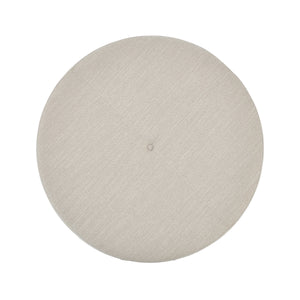 Beige Fabric Round Ottoman with Solid Wood Cross Base