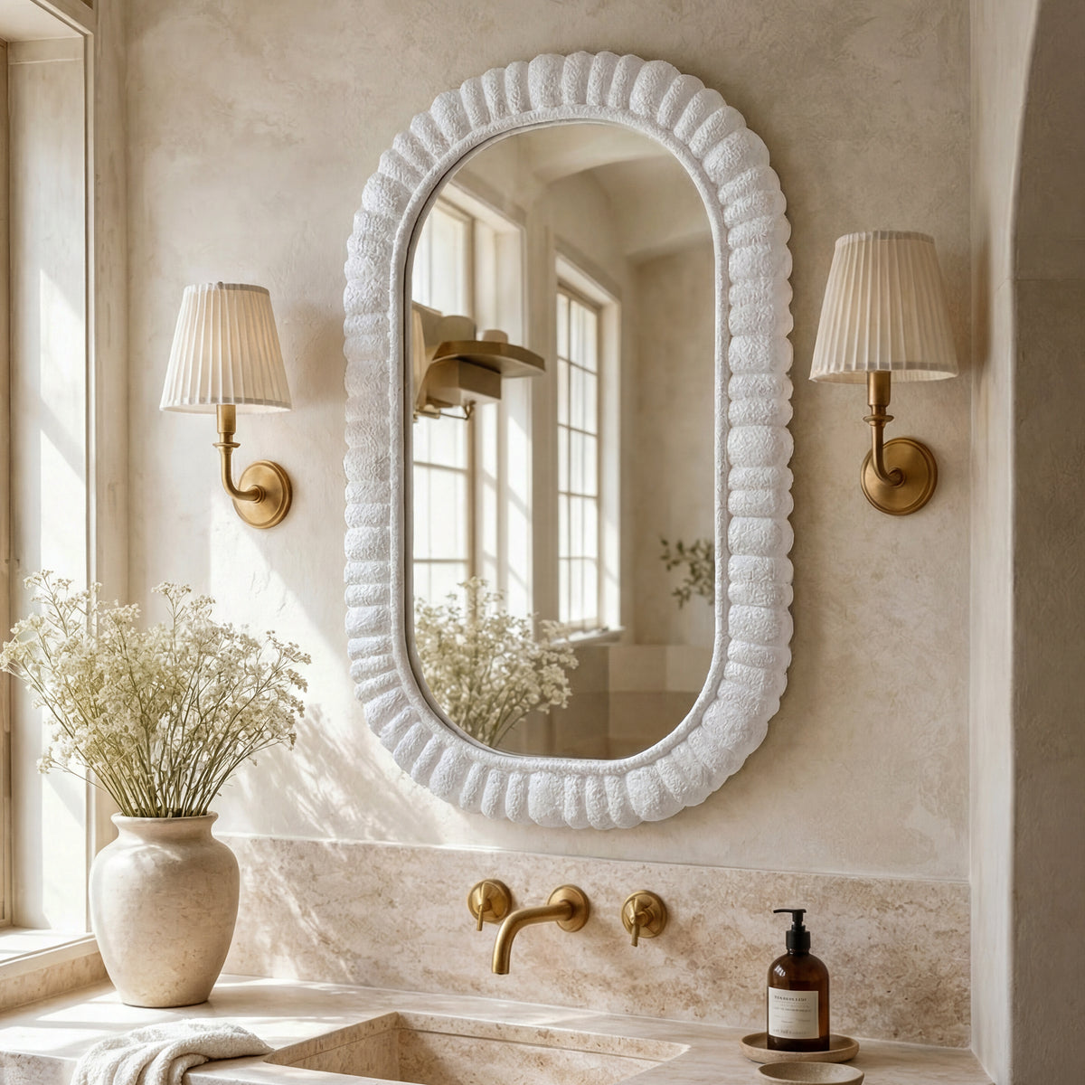 24"x36" Oval Scalloped Wall Mirror
