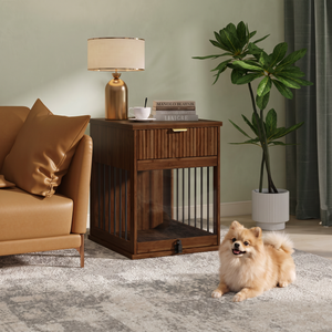 Dog Crate End Table with Charging Station and Storage