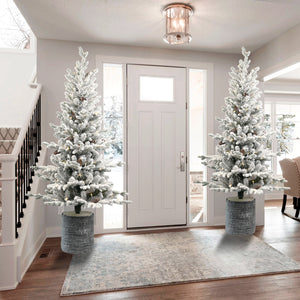 3FT Flocked Christmas Tree with Pot Base