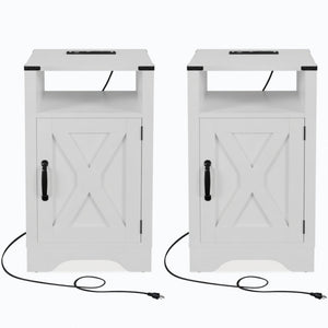 Farmhouse Nightstand, Charging Station & Storage