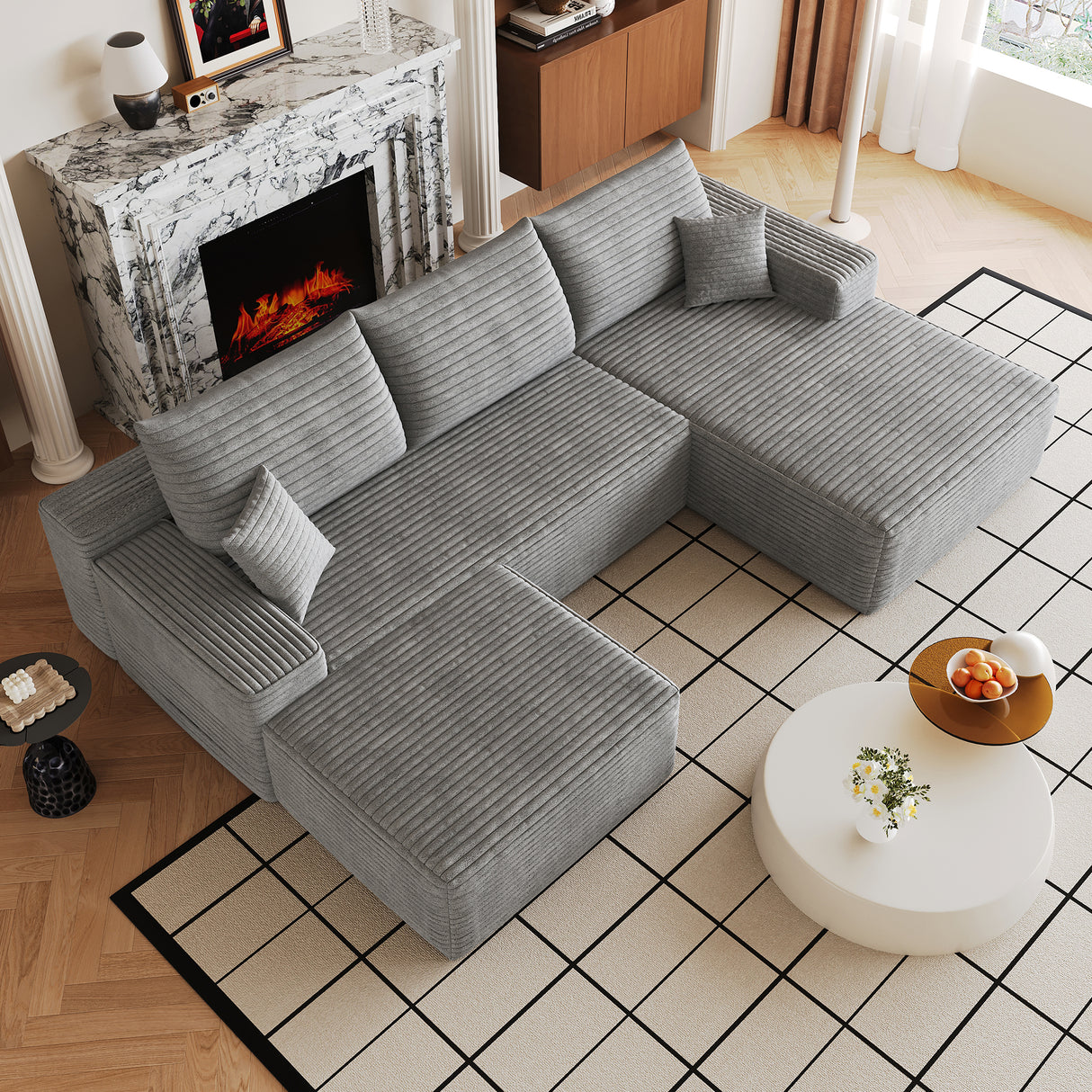 107" Cloud Sectional Sofa with 1 Ottoman
