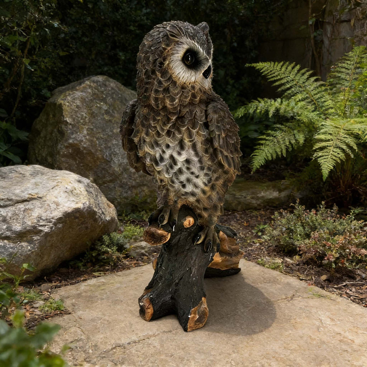 18.98" H x 11.10" L Simulated Owl Resin Garden Statue, Indoor & Outdoor Decorative Ornament, Lawn & Courtyard Art Craft Decoration