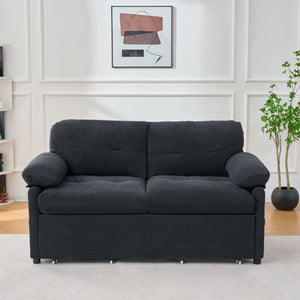 Convertible Pull Out Sofa Bed Queen Size, 3 In 1 With Side Storage