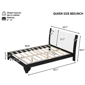 Queen Size Bed Frame in Black & White Pine