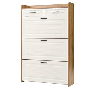 Shoe Cabinet with 3 Hidden Flip Drawers & 2 Storage Drawers