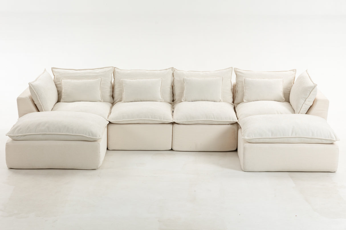 129.8" Width Cloud Couch Oversized Modular Sectional Sofa