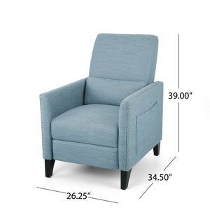 Repose Upholstered Recliner Chair With Nailhead Trim And Side Pocket - Light Blue - Best Buy Furniture