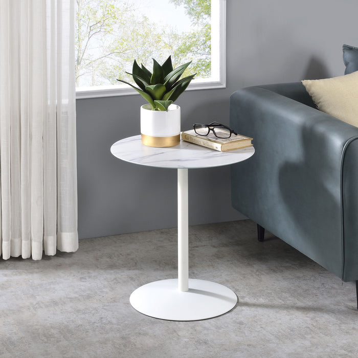 Marble Textured Top End Table - Circa Collection - White, Black, Gray