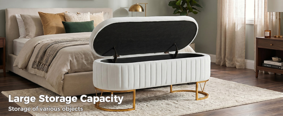 Storage Bench Bedroom Bench with Golden Metal Legs