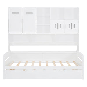 Daybed With All-In-One Cabinet And Shelf