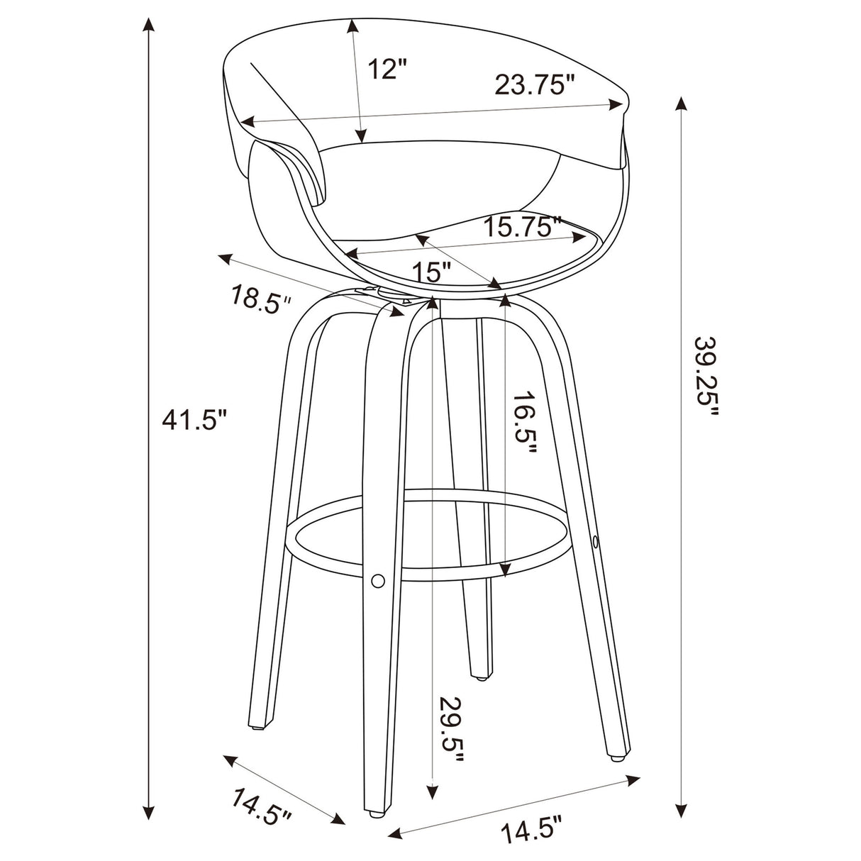 Swivel Bar Stool Elegant Design With Upholstery - Cream
