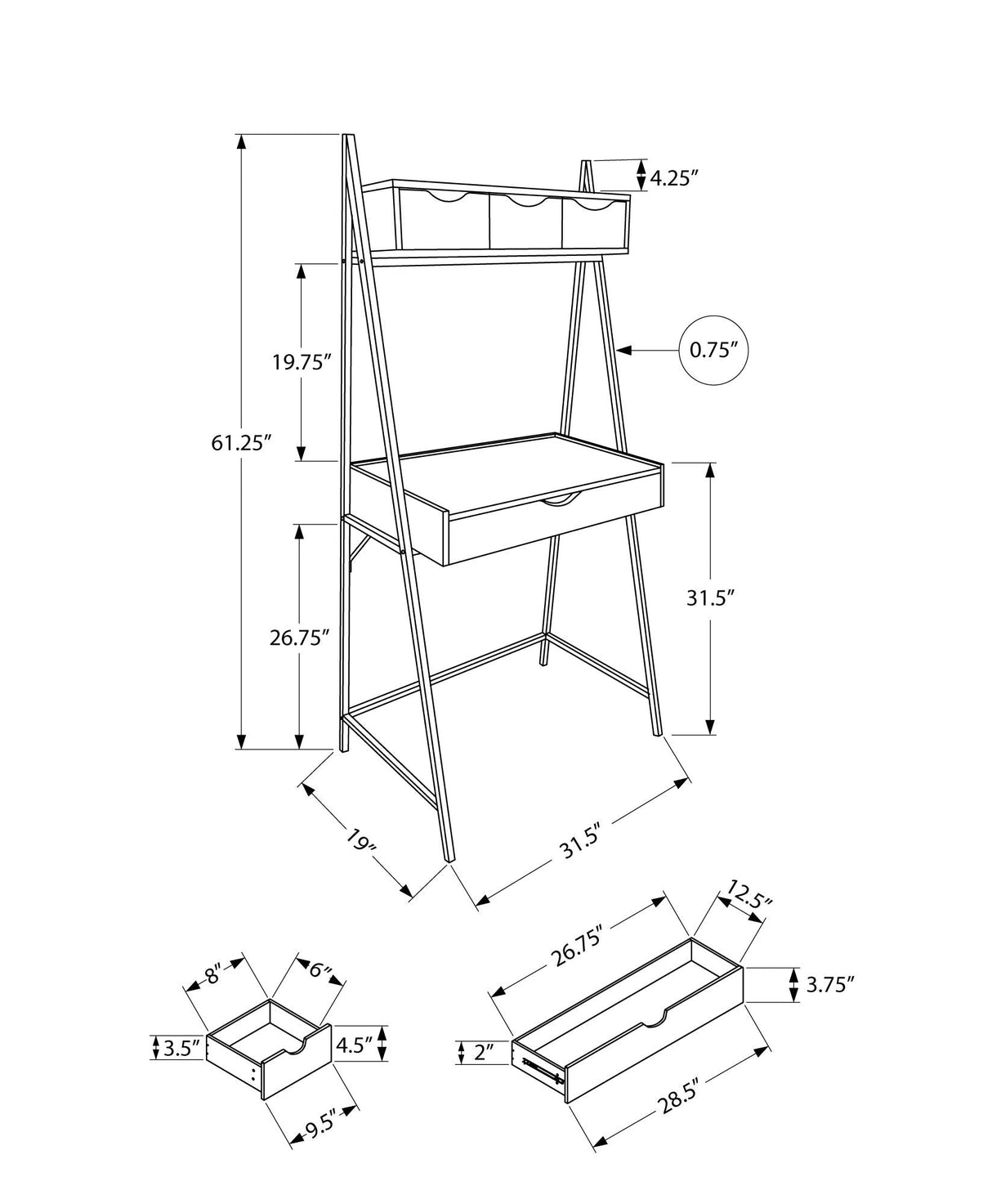 Computer Desk For Home Office, Laptop, Leaning, Storage Drawers, Contemporary & Modern - Best Buy Furniture