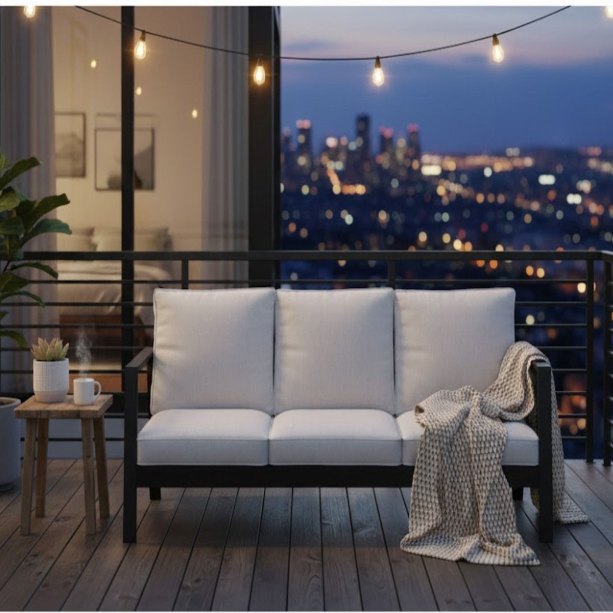 3 Seat All-Weather Patio Sofa With Cushions