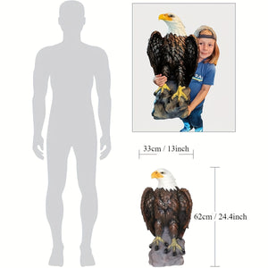 13" H x 24.4" L Large Standing Bald Eagle Garden Statue