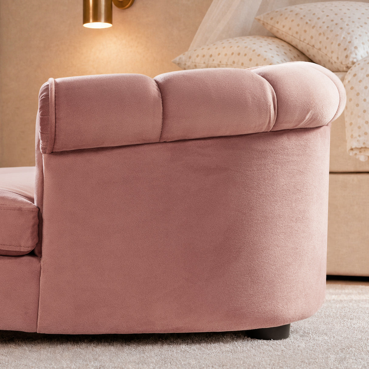 Halle 35.5" Rolled-Arm Dog Bed with Channel-Tufted Back