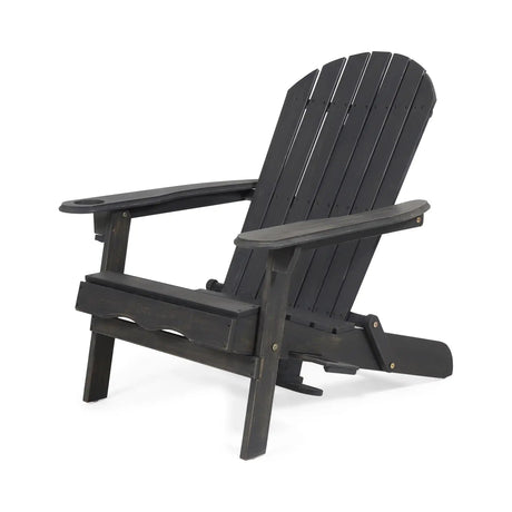Zenithia - Outdoor Foldable Adirondack Chair With 2 Cup Holders - Best Buy Furniture